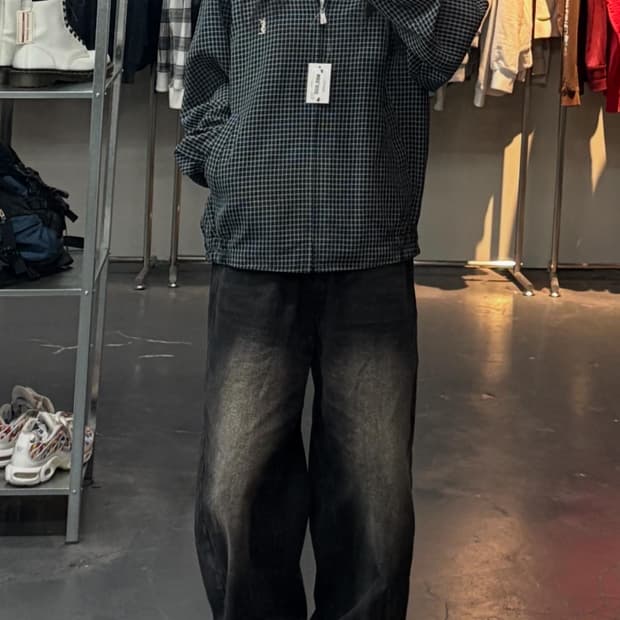 입생로랑 체크 블루종 자켓 A3342