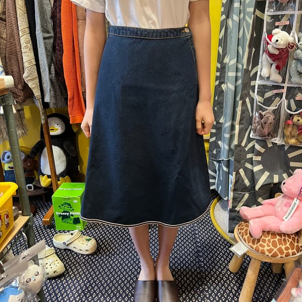 [Japanese Vintage] 데님 플레어 롱 스커트