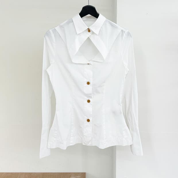 비비안웨스트우드 레드라벨 화이트 프론트오픈 코튼 셔츠 