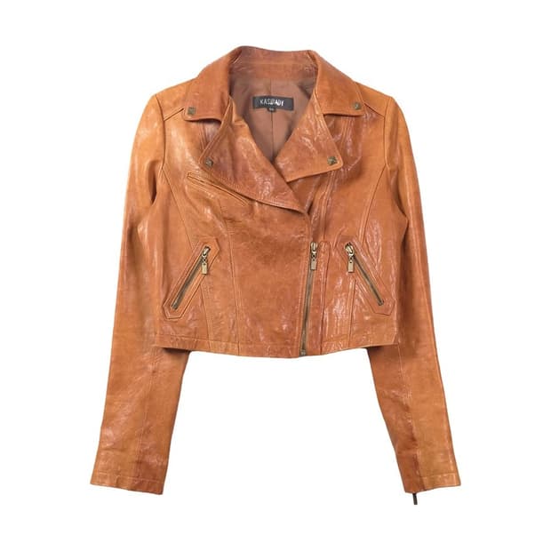 KASIBADY 리얼 양가죽 크롭 라이더 자켓 66