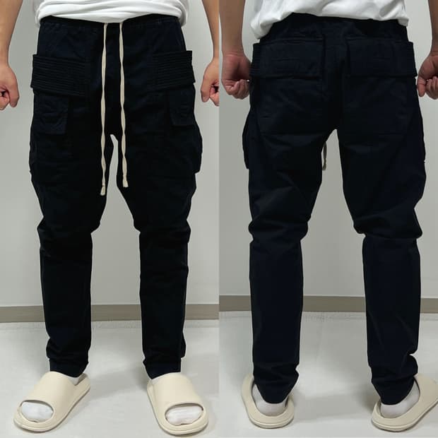 릭오웬스 14FW 다크쉐도우 태권도 카고 팬츠 블랙