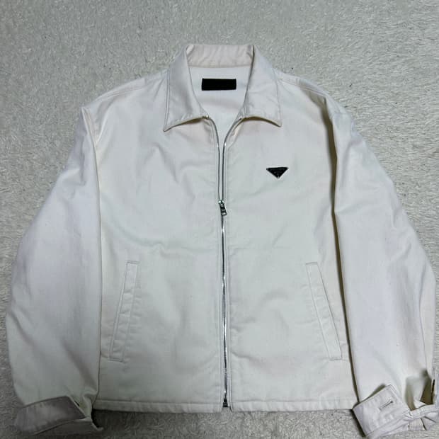 [L, 105] 프라다 벨벳 데님 자켓 아이보리