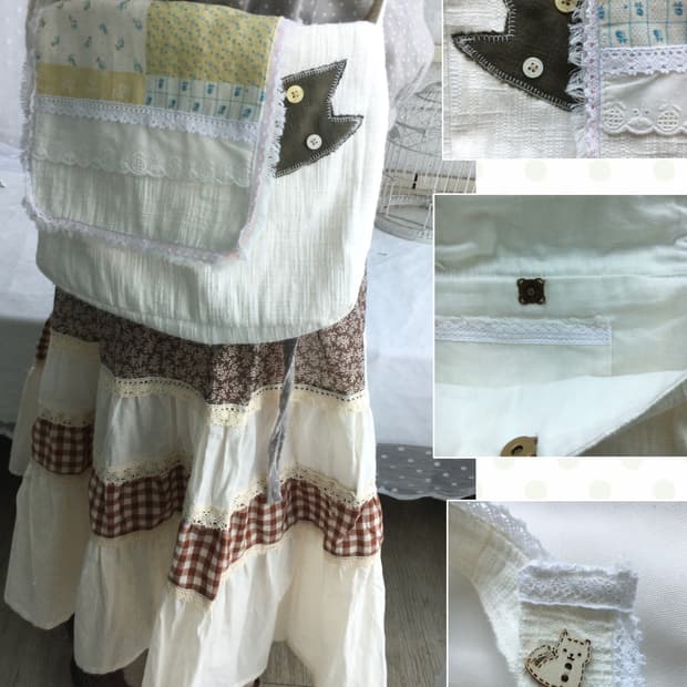 [HANDMADE] 핸드메이드 고양이 패치 크로스백 빈티지 모리걸