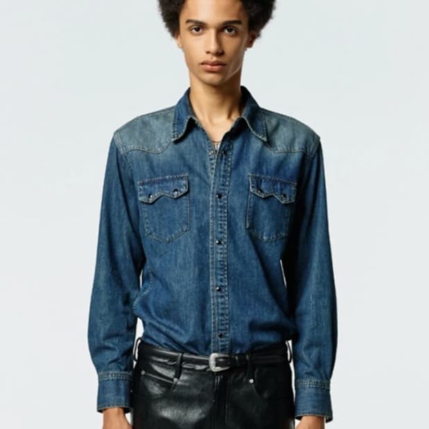 [m] 세비지 데님 웨스턴 셔츠 빈티지 블루