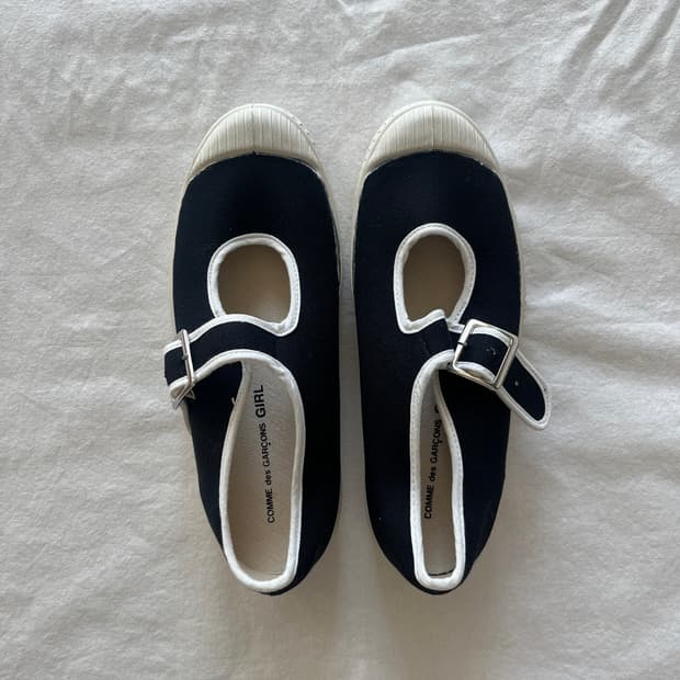 꼼데가르송 걸 x 노베스타 스타 마스터 캔버스 메리제인 플랫 블랙 새상품