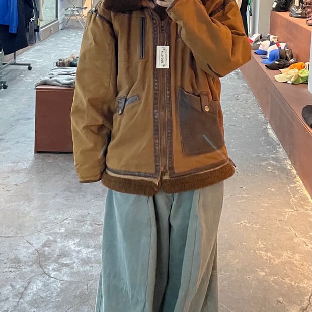빈티지 브라운 플리스 플라이트 자켓 H844