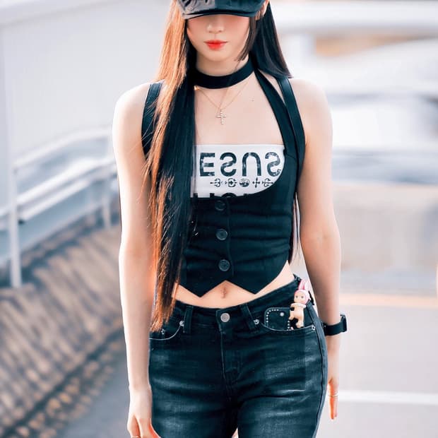 아사 st 블랙 슬림핏 베스트 조끼