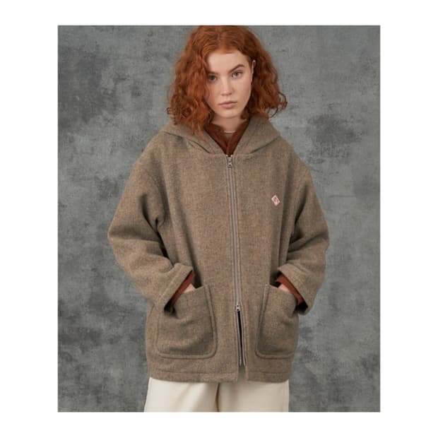 단톤 울 후드 집업 코트 38