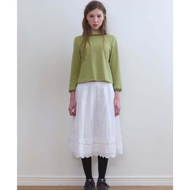 노컨텐츠 336. 핀턱 레이스 스커트 _ 화이트