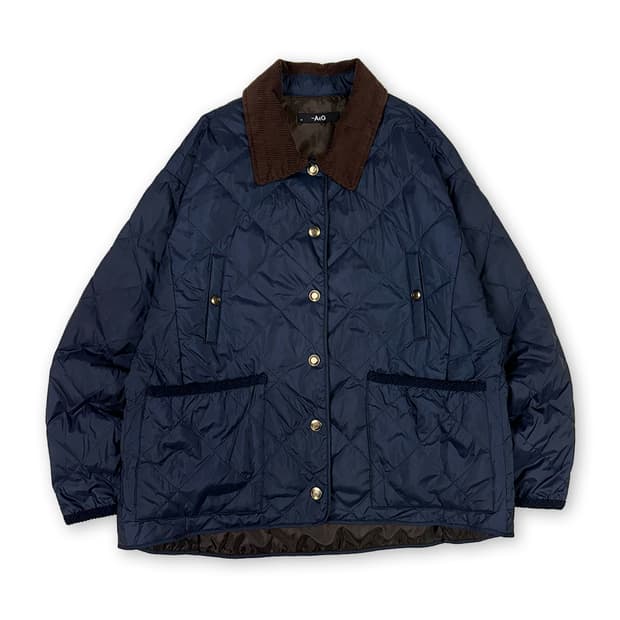 더엣지 골덴 카라 구스 퀼팅 자켓