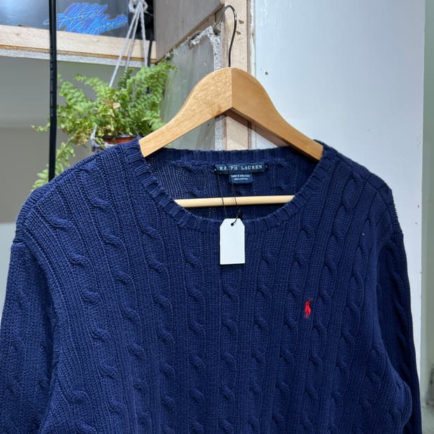 폴로 랄프로렌 네이비 꽈배기 니트