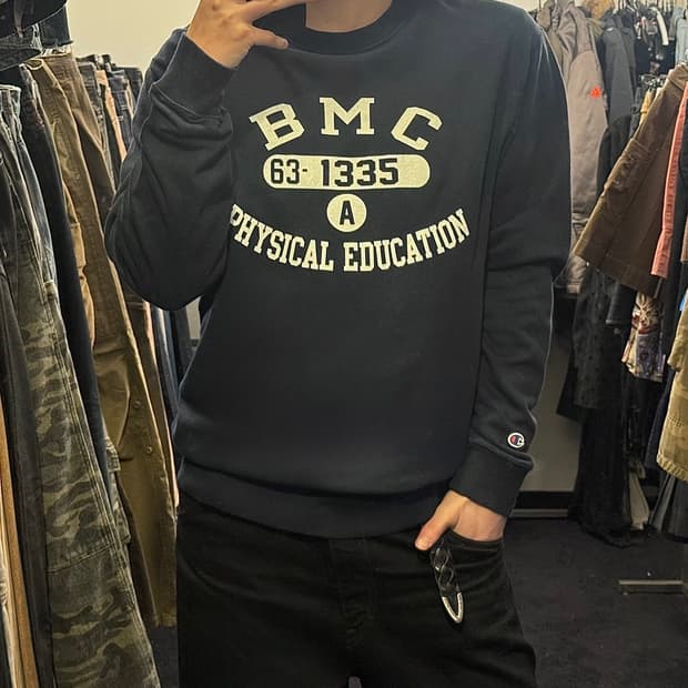 챔피온 BMC 대학 남색 네이비 스웻 셔츠 맨투맨 XL 105 일본 재팬