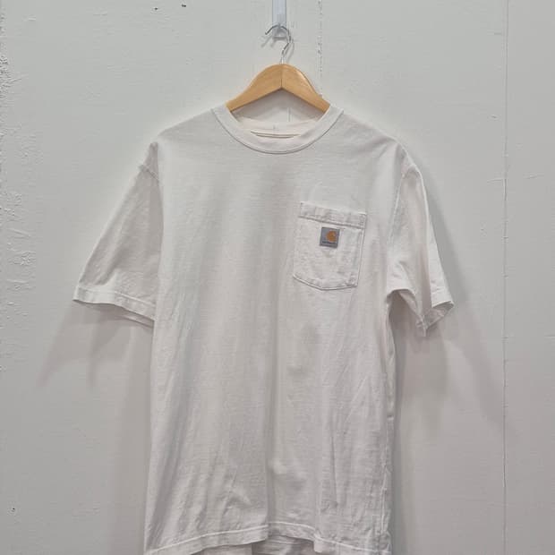 [M] 칼하트 포켓 반팔티 화이트 코튼