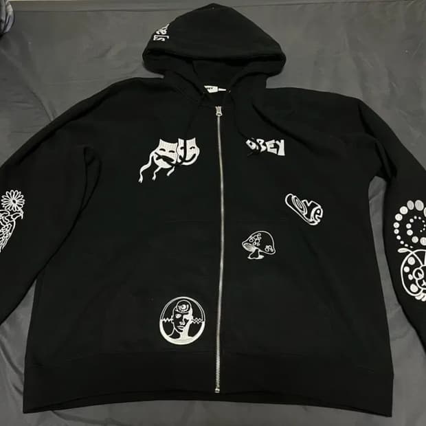 obey , 스트릿 패치 후드집업 ( 블랙 / XL ) 