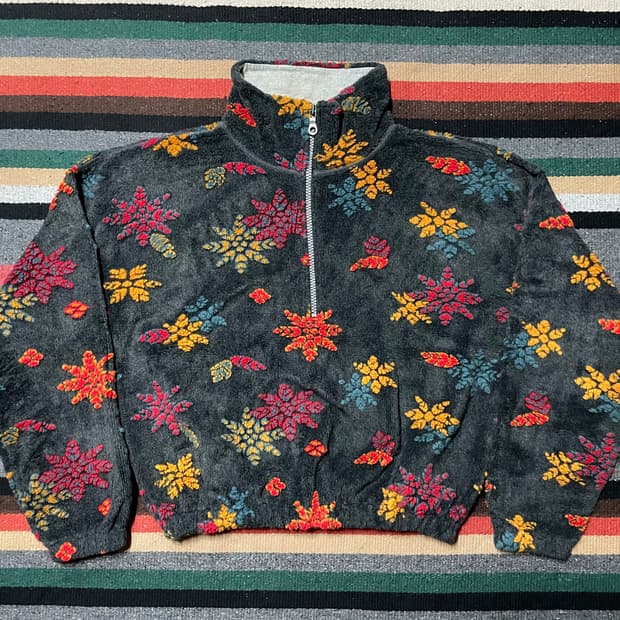 Asics 빈티지 후리스 하프집업- M~L