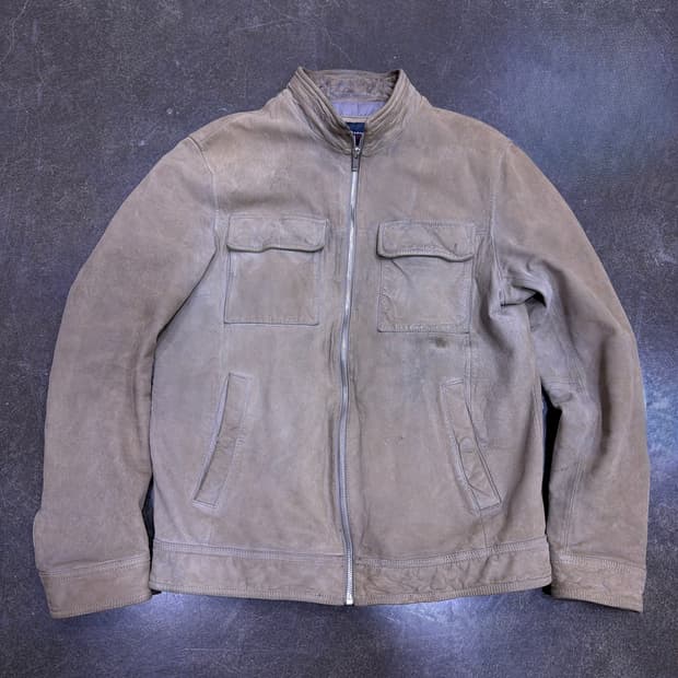 스트라블러 바이 앤드지 스탠 카라 양가죽 포켓 레더자켓 95