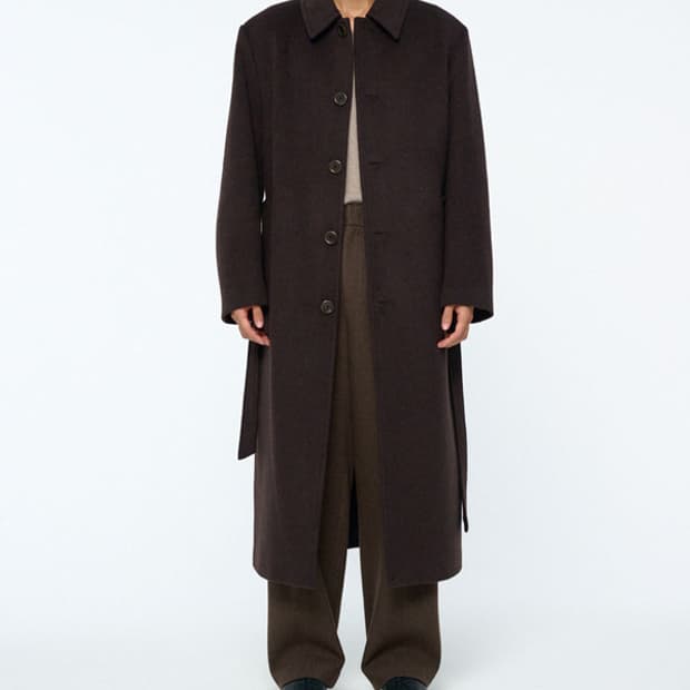 [L] 아모멘토 25fw 싱글 브레스티드 롱 코트 다크 브라운