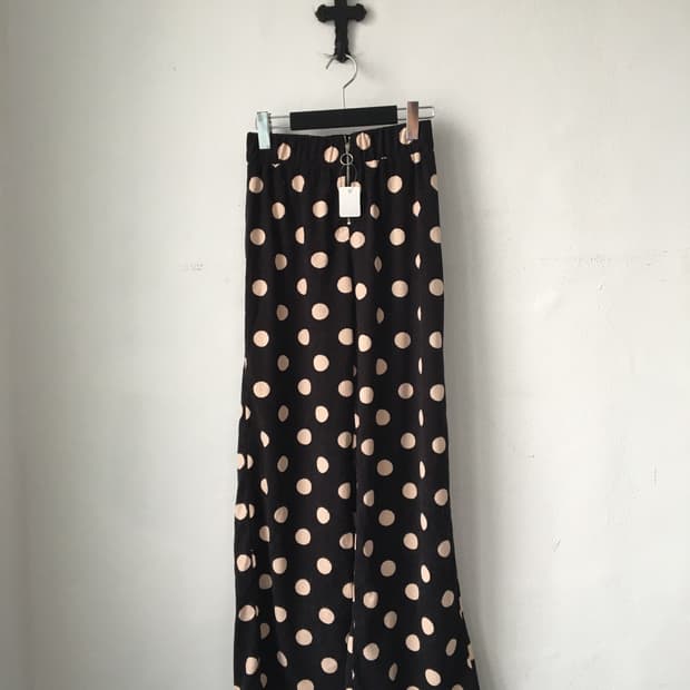 Ribbed dot pattern pants