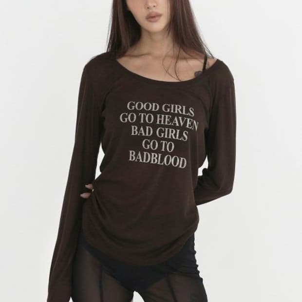 배드블러드 배드 걸스 루즈핏 탑 브라운