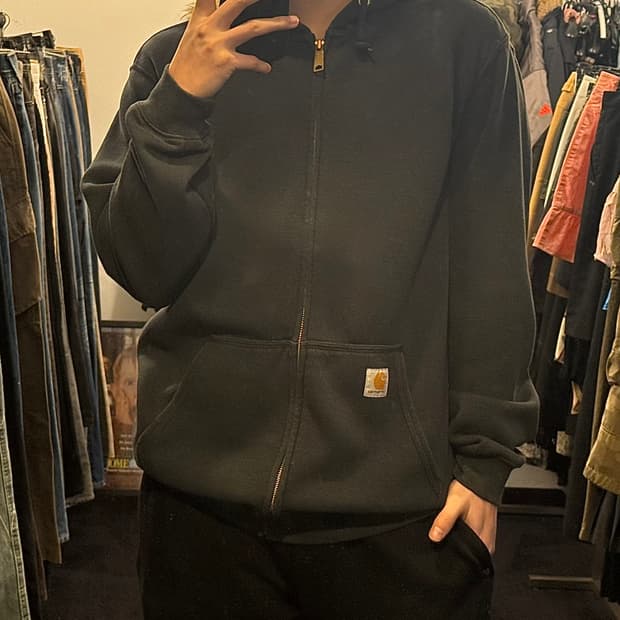 칼하트 후드 후디 스웻 집업 남색 네이비 M 95 오버핏 기모 워크 블랙