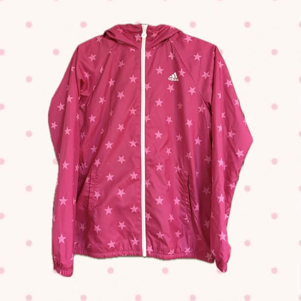 아디다스 핫핑크 별무늬 바람막이