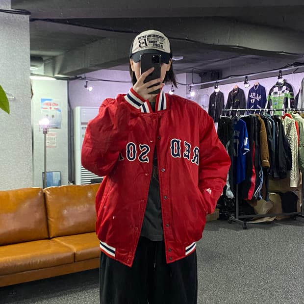 마제스틱 보스턴 레드삭스 빅로고 레드 바시티 자켓 B2997