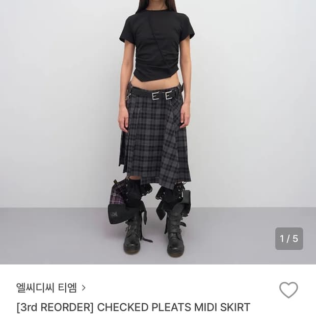 LCDC TM 엘씨디씨티엠 체크드 플리츠 미디 스커트