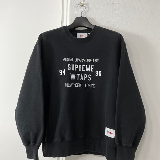 더블탭스 x 슈프림 리버스위브 맨투맨 