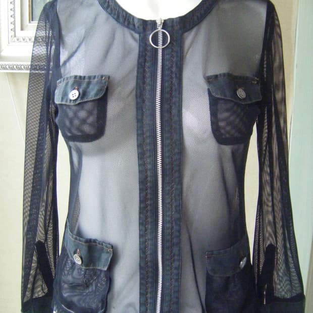 [C.E.C.I.O] Mesh See-through Zip Jacket