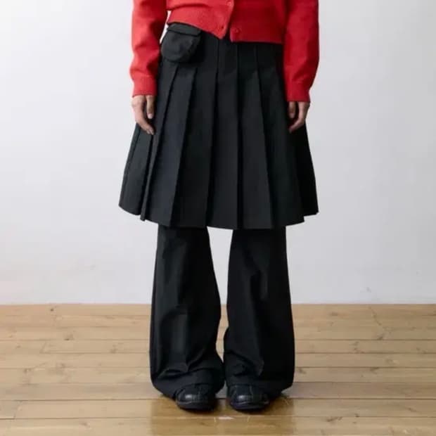 더콜디스모먼트 스커트 레이어드 팬츠 블랙 s 미디 치마 tcm 더콜디