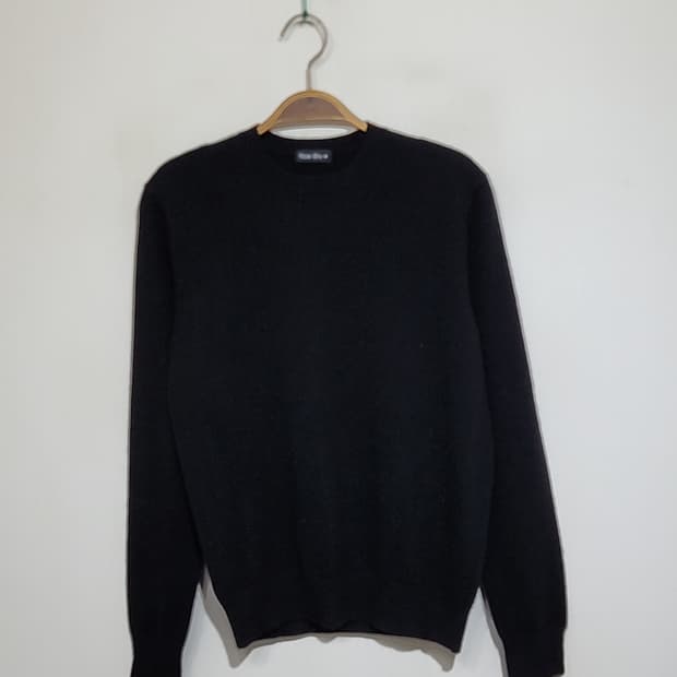 (M) 캐시미어 니트 블랙 무지 스웨터 라운드 