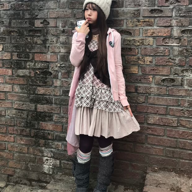 라코스테 핑크 브라운 도트 하구미 모리걸 코디세트