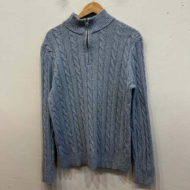 브룩스브라더스 코튼 케이블 반집업 니트 