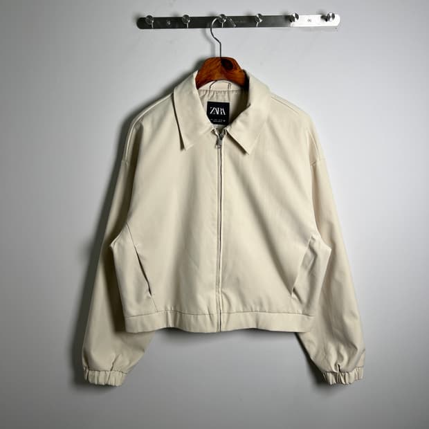 ZARA 자라 아이보리 크롭 봄버 자켓 L