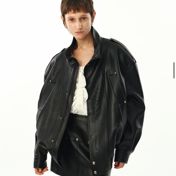문선 4 Pocket Oversized 레더자켓 사이즈L