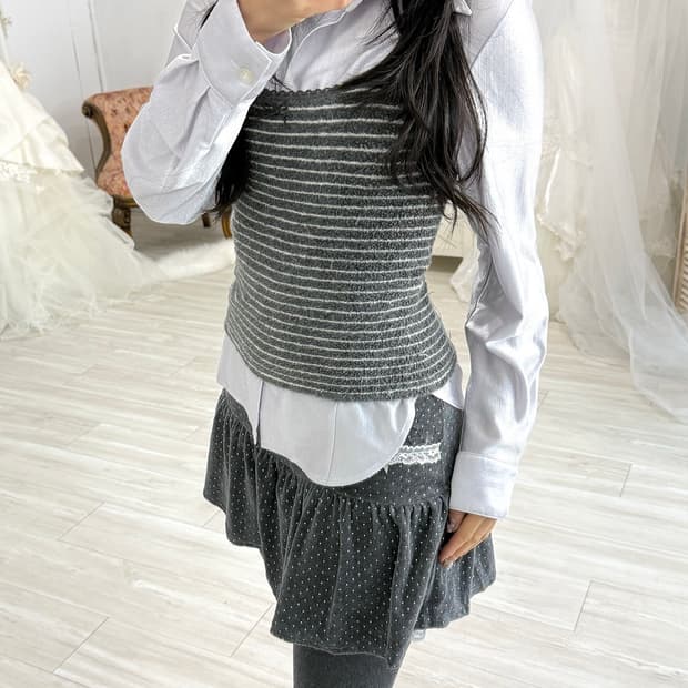 Gray Terry Striped Sleeveless