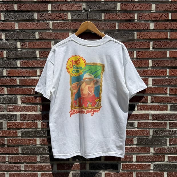 카멜 90s 비치클럽 프로모 빈티지 포켓 티셔츠