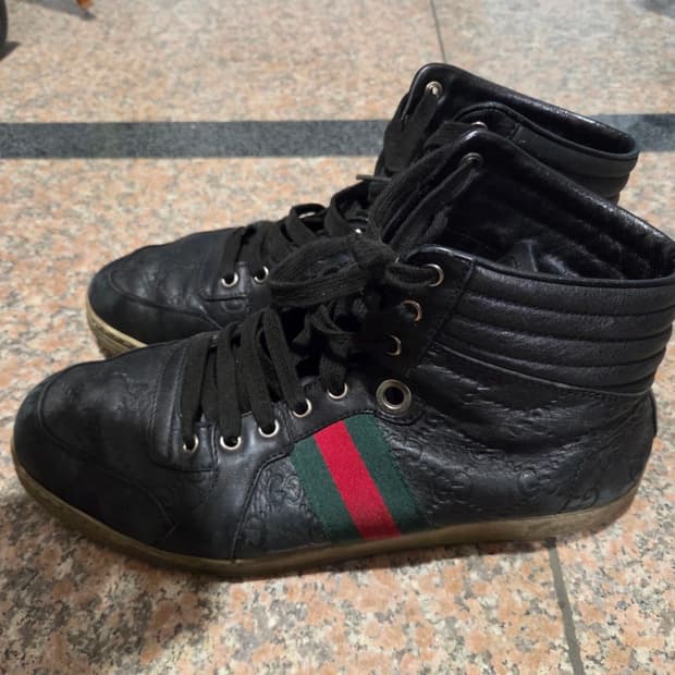 구찌 하이탑 레더 스니커즈 8사이즈