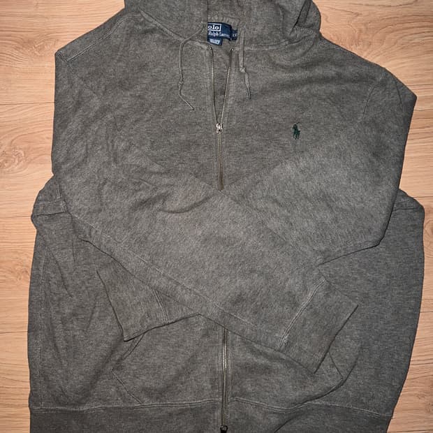 폴로 그레이 니트 후드집업