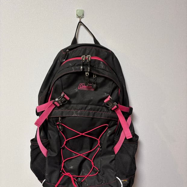 콜맨 별 블랙 백팩 일본 빈티지 y2k 모리걸 가방 도트 체크