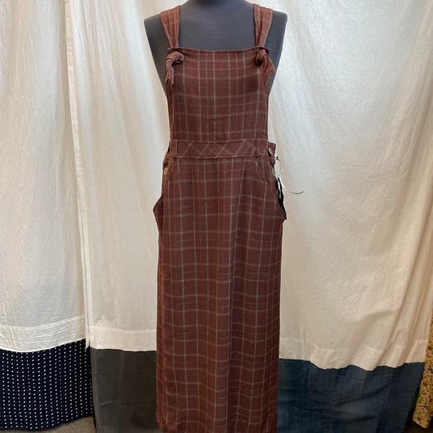 레드브라운 체크 원피스(M/미사용품)