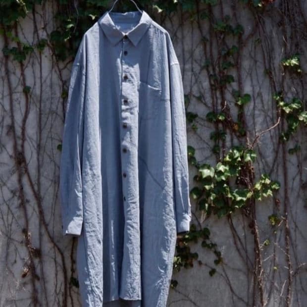 YUTAMATSUOKA noil silk broad long shirt