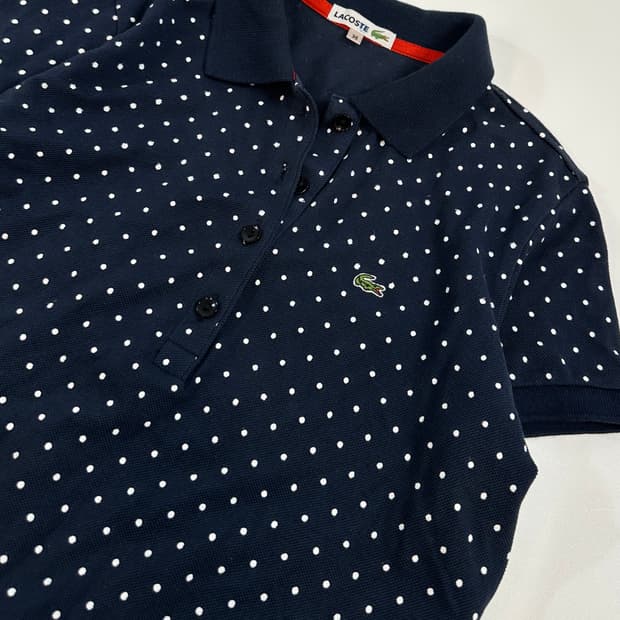 Lacoste polka dot 카라티 슬림핏 네이비 s