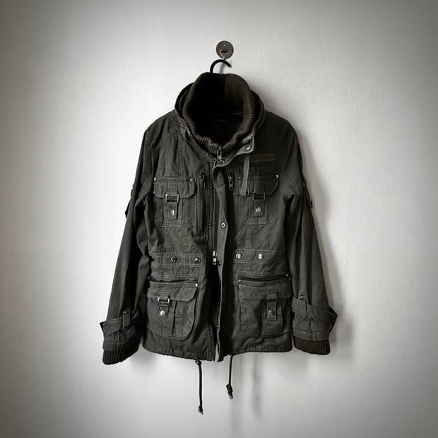 고스트오브할렘 투카라 하이넥 2way 스터드 버클 자켓 y2k 펑크