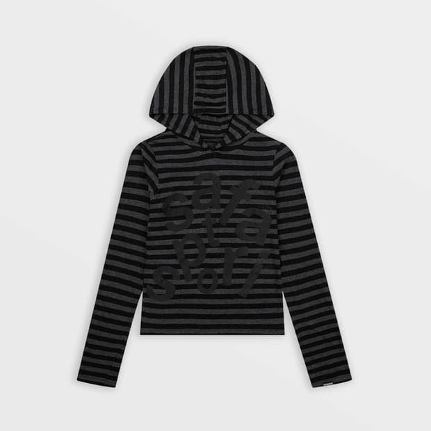 사파리스팟1/2 Ticketing Stripe Border Hoodie