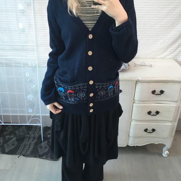 earth 너드 모리 네이비 가디건