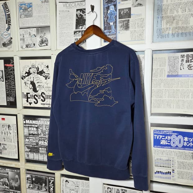 나이키 네이비 패치 빅 프린팅 맨투맨