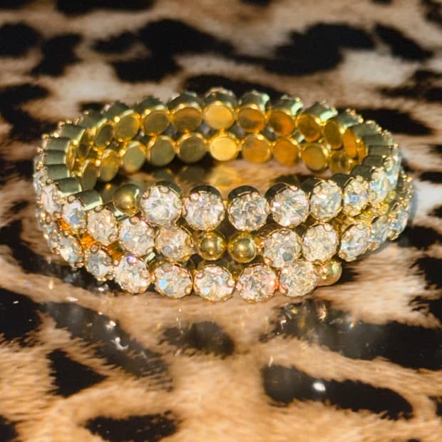 일본 시부야 갸루 골드 큐빅 뱅글 팔찌 세트