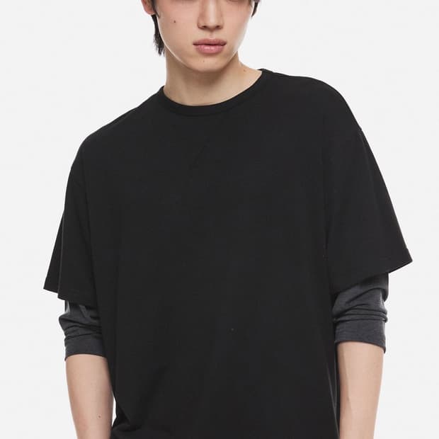디앤써 레이어드 보트넥 티셔츠 블랙 XL