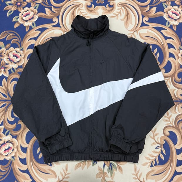 (L)나이키 NIKE 빅로고 우븐 아노락 자켓(블랙,검흰)